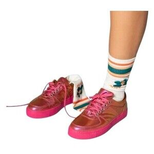 John Fluevog Lopro Leeside Sneakers Sz W8/M6 Patent Leather Pink/Gold Iridescent